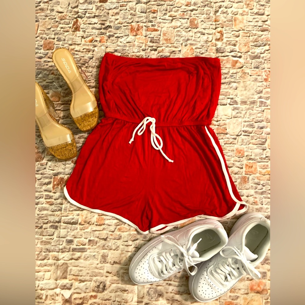 NWT| Red and White Romper